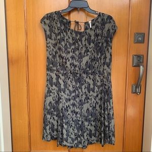 Free People Flowy Green/Black Patterned Dress